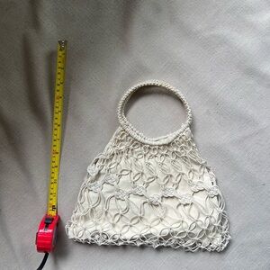 Chic Cream Macrame Mini Bag